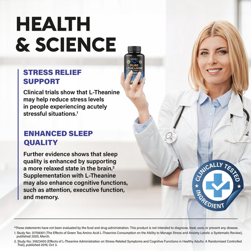 L Theanine 400 mg | L-Theanine Stress Relief | Extra Strength Supplement | Made in USA | Relaxation, Sleep & Calm Support | for Men & Women | Plant Based, Non-GMO & Gluten-Free | 120 Vegan Capsules 120 Count (Pack of 1)