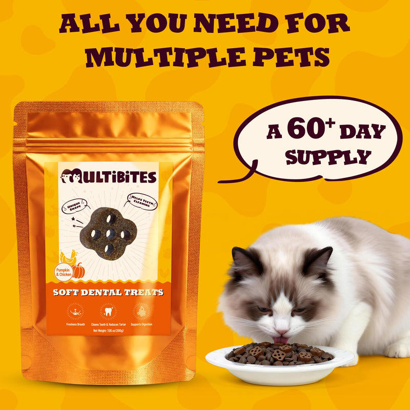7.05 oz Soft Cat Dental Treats Cat Treats for Indoor Cats Chicken Flavor Pumpkin Added Cat Training Treats 7.05 Ounce (Pack of 1)
