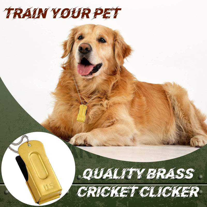 3 Pieces Dog Training Clicker Necklace Signaling Cricket Clicker Brass Pet Training Clicker for Puppy Dogs Cat(Gold) Gold - BeesActive Australia
