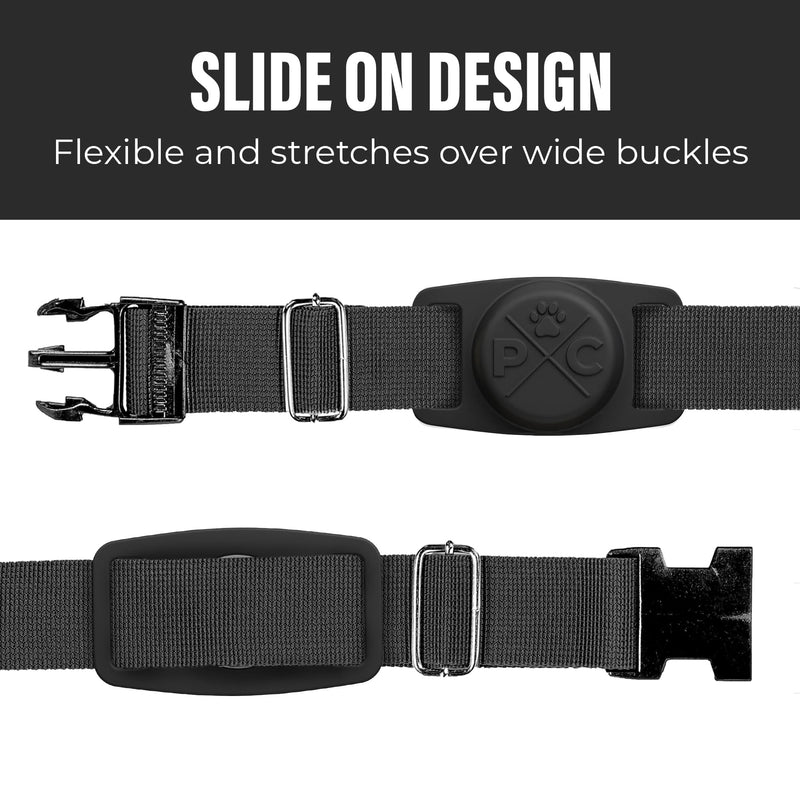 Pup Culture Cat Collar Airtag Holder, Extra-Durable, Lightweight, and Protective Cat Airtag Collar Holder - Track Your Cat Using Apple AirTag Technology - Airtag Collar Cat - Airtag Cat Collar Holder Black - BeesActive Australia
