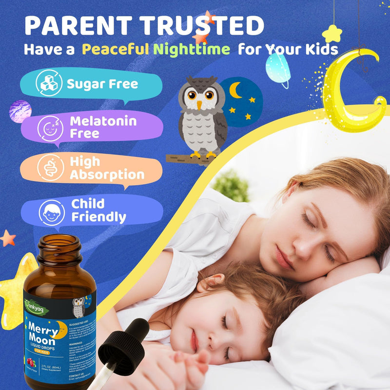 Kids Magnesium Liquid Drops with L-Theanine for Calm & Sleep, Sugar-Free | Vegan Supplement with Vitamin D3 & B6 for Focus, Relaxation & Healthy Sleep, Natural Cranberry Flavor