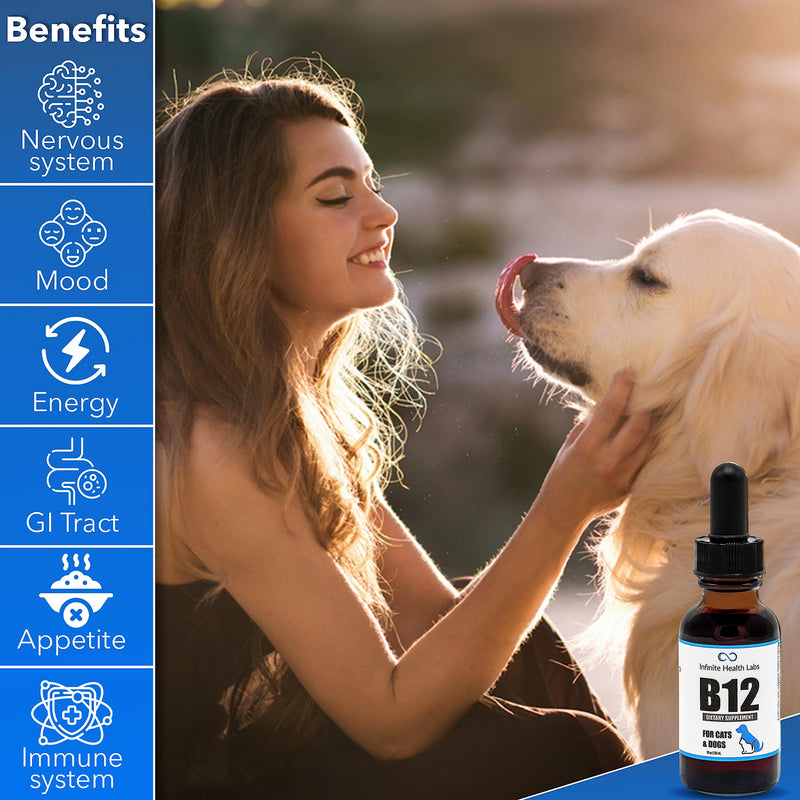 Liquid Vitamin B-12 for Dogs and Cats - Vet Formulated - Effective for All Animals Methylcobalamin (Methyl B12) - Energy, Appetite and Mood - Made in USA - PawsPlanet Australia