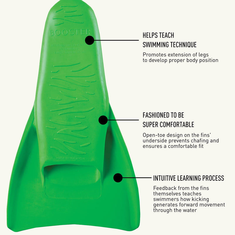 Finis Booster Kids Swim Fins Green (Jr 8-11)