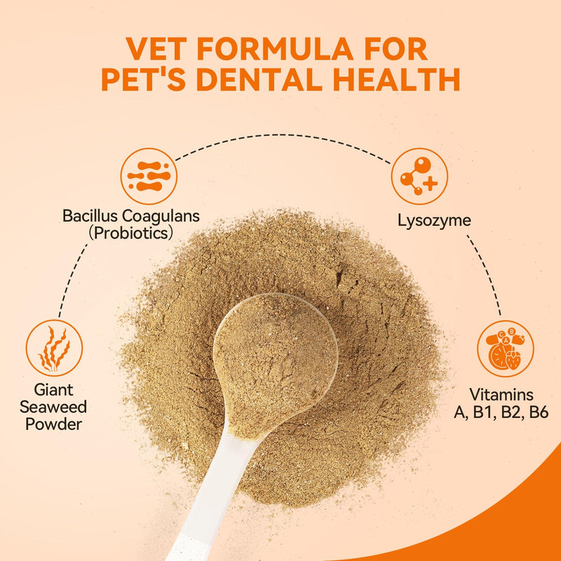 Dog Dental Powder, Dog Teeth Cleaning Powder for Teeth Cleaning Breath Freshener, Dental Powder for Dogs Teeth Cat Dog Dental Care Plaque Off Tartar Remover for Dogs & Cats, 100g - PawsPlanet Australia