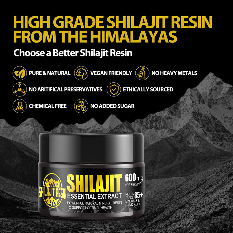 Shilajit Pure Himalayan Organic Shilajit Resin - Gold Grade 100% Shilajit Supplement - Natural Shilajit Resin with 85+ Trace Minerals & Fulvic Acid for Focus & Energy, Immunity, 50 Grams 1.76 Ounce (Pack of 1) - BeesActive Australia