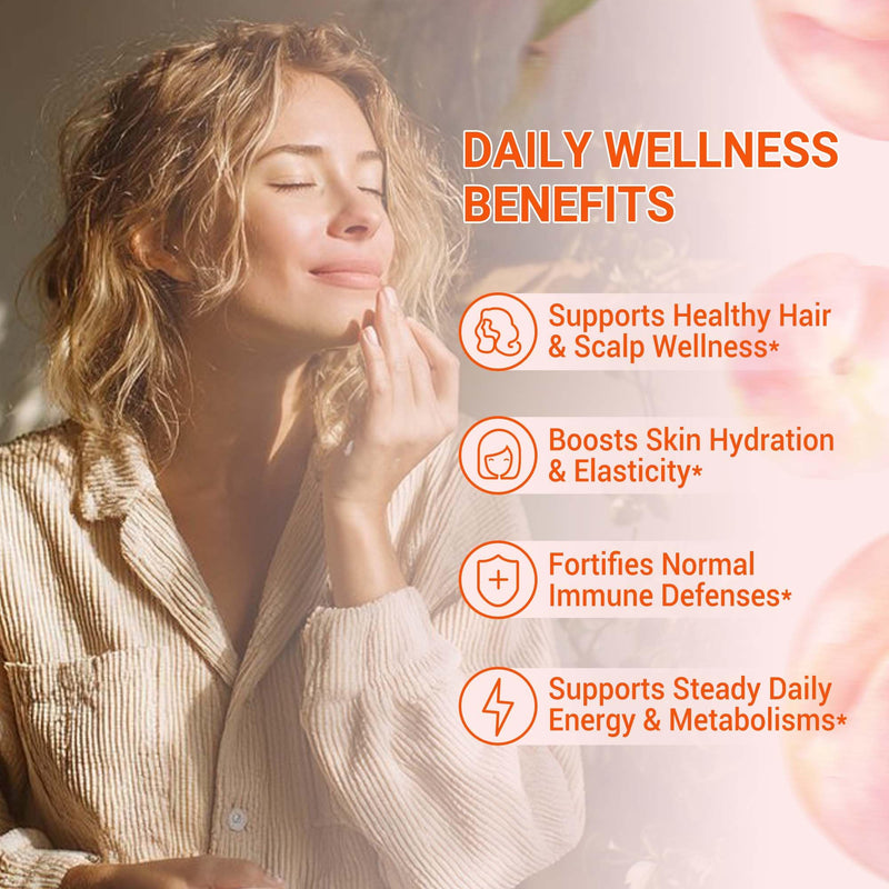 Liquid Multivitamin with 15+ Essential Nutrients | Hair Growth | Sugar-Free Multivitamin for Women & Men | Supports Hair, Skin & Nails Health | Mango Peach Flavor, 22 Servings
