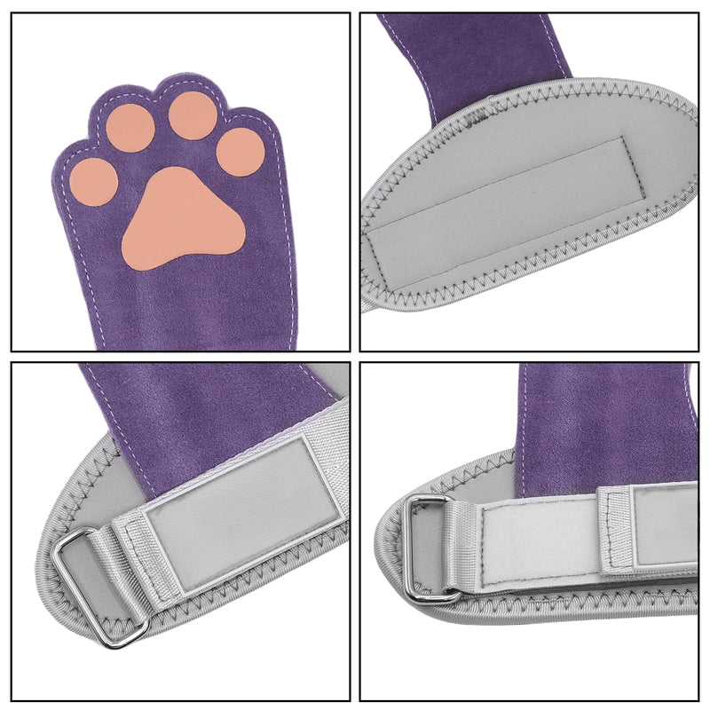 ANKOMINA 1 Pair Leather Dog Paw Fitness Power Strap Wear-Resistant Adjustable Wrist Straps Weight Lifting Hooks for Bodybuilding Equipment Purple
