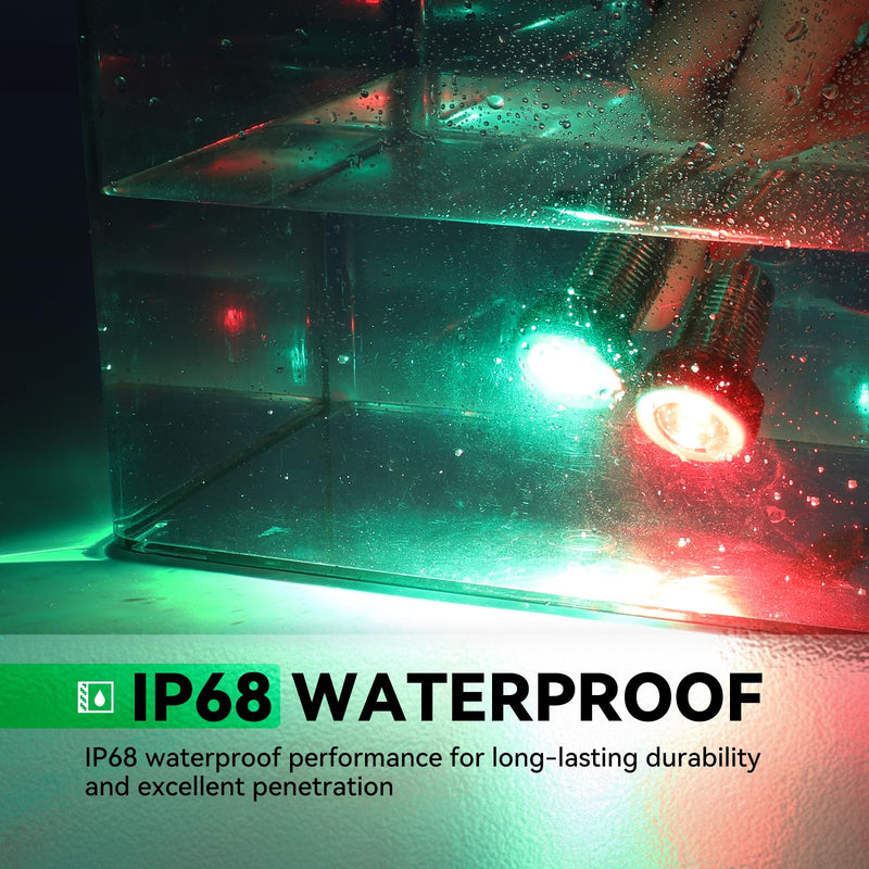 Boat Navigation Lights, Marine Boat Nav Lights, Red and Green Bow Lighting, Night Fishing Lights, Deck Lights, IP68 Waterproof LED Lighting for Pontoon Bas Dinghy Jon RED&GREEN - BeesActive Australia