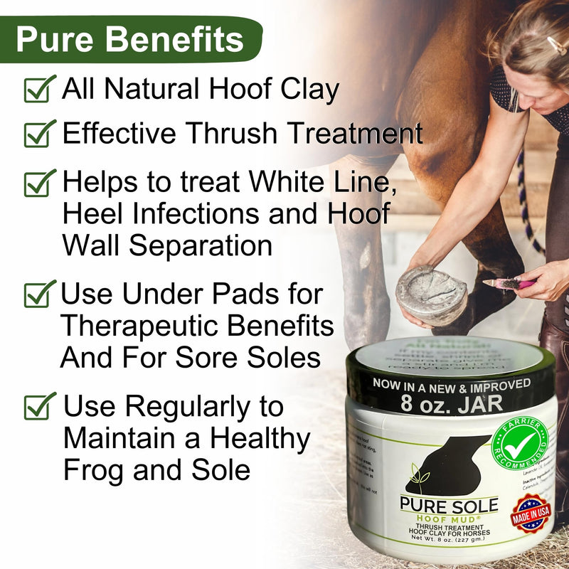 Pure Sole Severe Thrush Treatment for Horses | Targets Black Smelly Thrush & Deep Sulcus | Hoof Mud, Hoof Cleanse and Thrush Dust Bundle