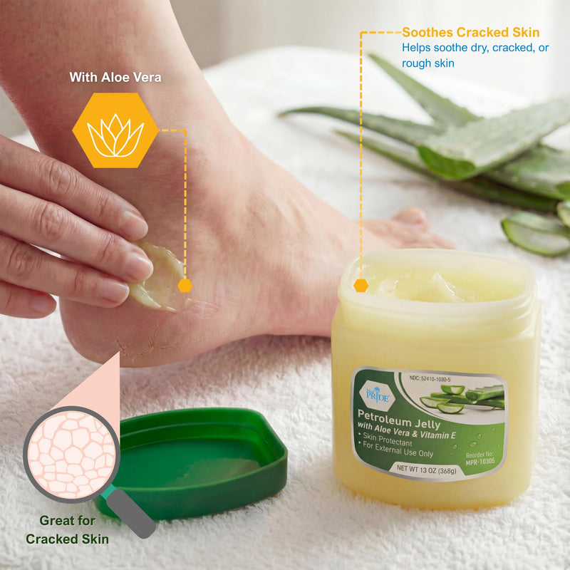 MED PRIDE Petroleum Jelly with Aloe Vera & Vitamin E, Protectant, 13 oz 13 Ounce (Pack of 1)