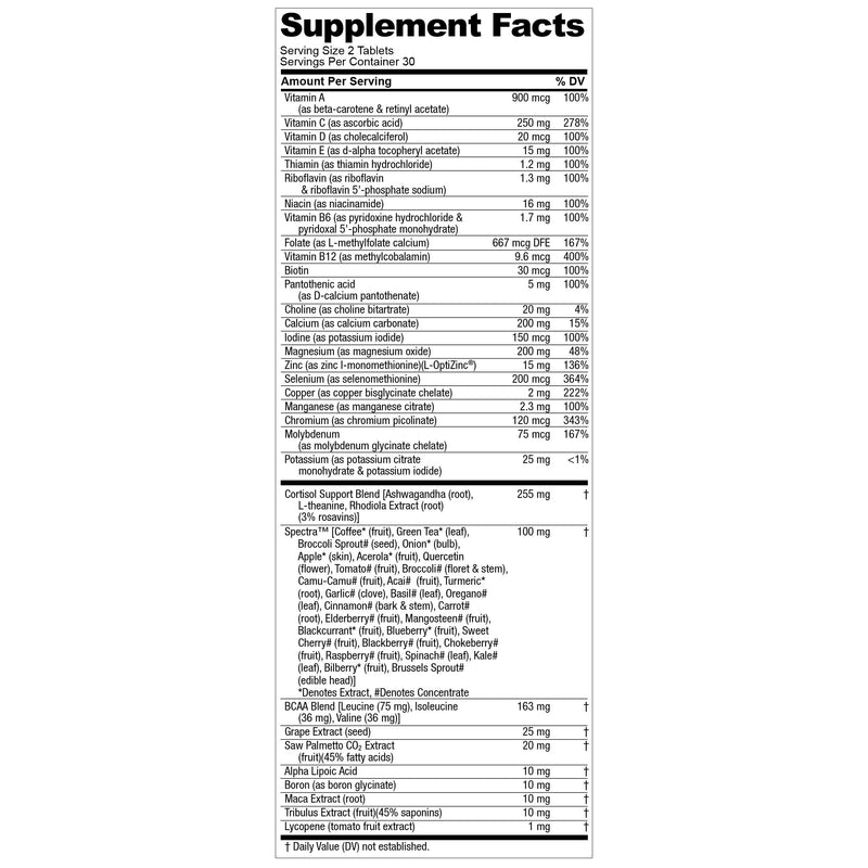 Nugenix Multivitamin for Men, Overall Health and Testosterone Support, 60ct | Balance Cortisol, Nitric Oxide, Blood Flow, Boost Testosterone, Vitamins and Minerals