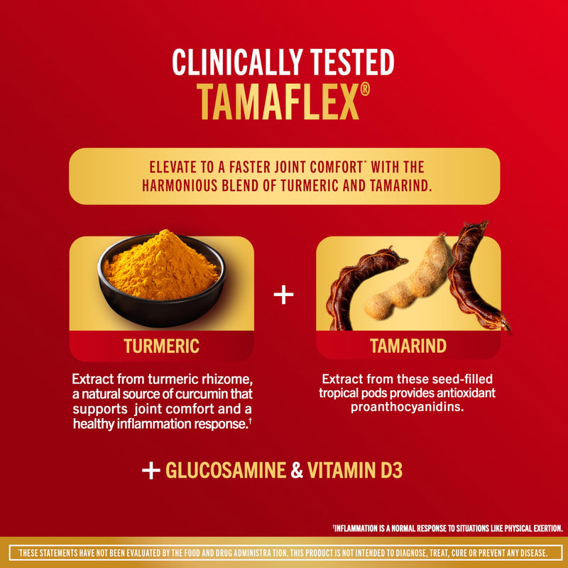 Move Free Advanced Pro Joint Support TamaFlex Glucosamine, Vitamin D3-90ct | 5-Day Joint Health Supplement tablets with Turmeric Curcumin & Tamarind, Bone Strength, Cartilage, Knee Range of Motion