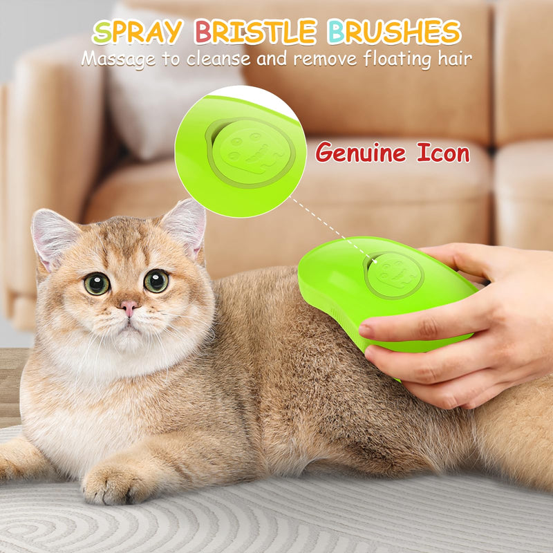 Cat Steam Brush, 3 In1 Steam Cat Brush, Steam Brush for Cats, Steamy Cat Brush, Rechargeable Silicone Steam Pet Brush, Multifunctional Pet Hair Comb for Removing Tangled And Loosse Hair (Green) Green - BeesActive Australia