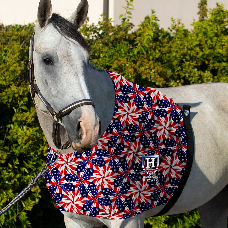 Harrison Howard Heat-insulating Breathable Stretchy Shoulder Guard Anti Rub Bib for Horse US Flag Prism L Full (Large)