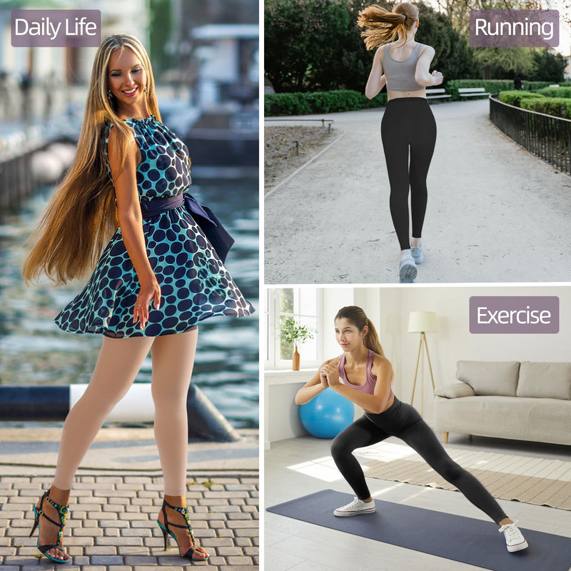 Compression Pantyhose for Women & Men, Footless 20-30mmHg Medical Graduated Compression Leggings, Waist High Support Tights, Opaque Stockings for Varicose Veins Edema Post Surgery Large 1 Pair-beige - BeesActive Australia