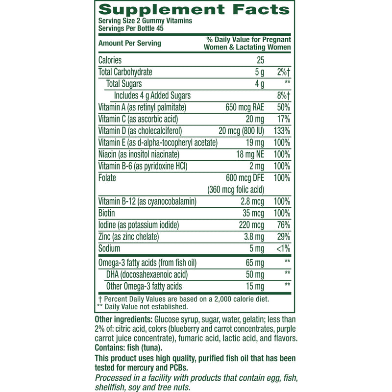 Vitafusion Prenatal Vitamins for Women | 90 Gummies | Gummy with Folic Acid and DHA | Raspberry Lemonade Flavor | Gluten and Dairy-Free Multivitamin Supplement 90 Count (Pack of 1)