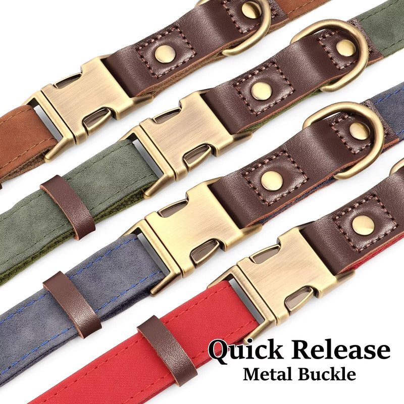 Didog Soft Padded Leather Dog Collar for Large Dogs, Classic Heavy Duty Dog Collar with Quick Release Metal Buckle, Adjustable Large Dog Collar, Leather, Brown, Size L L: Neck Adjustable 38-58cm - BeesActive Australia