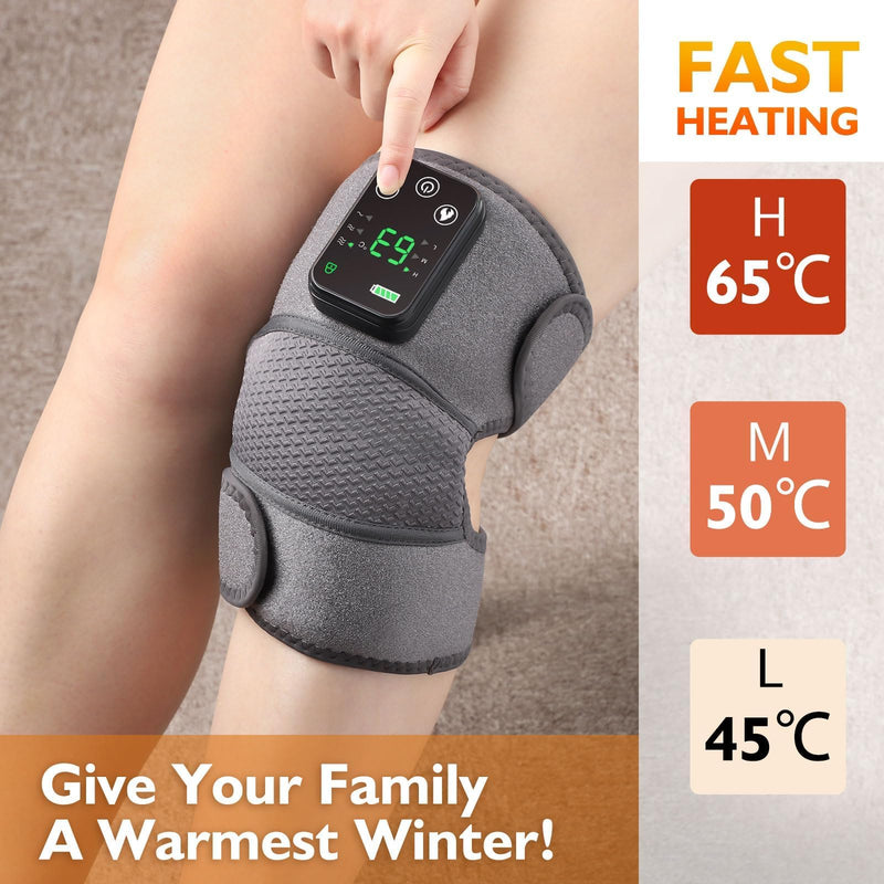 NORTHERN BROTHERS Knee Heating Pad for Pain Relief, Knee Massager with Heat and Vibration to Keep Knee Warmers, Heated Knee Brace for Relaxing Grey 1