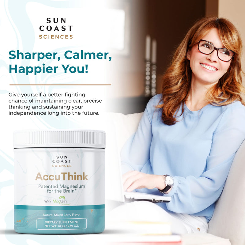 Sun Coast Science Sun Coast Sciences AccuThink - Patented Magnesium Brain - 2.64oz Memory Supplement Brain Health, Sleep, Mood Boost - Cognitive Support Supplement Magnesium Threonate Vitamin C
