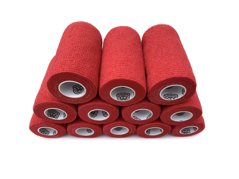 4" Red Vet Wrap Tape Bulk, 12 Pack Cohesive Bandage Wrap, Self Adherent Grip Rolls … 4 Inch - BeesActive Australia