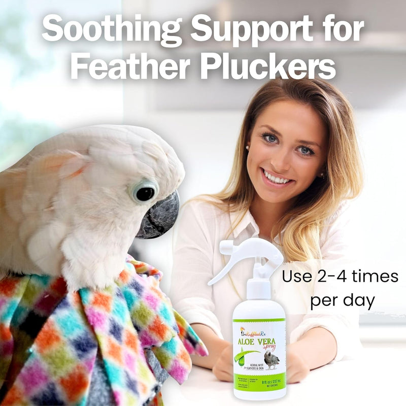 UnRuffledRx™ Aloe Vera Bird Spray - 8oz Bird-Safe Moisturizing Mist - Safe if Ingested, Conditions Feathers, Gentle for Daily Use - Fine-Mist Application, Natural, Odor-Free, Made in USA 8 Fl Oz (Pack of 1) - BeesActive Australia