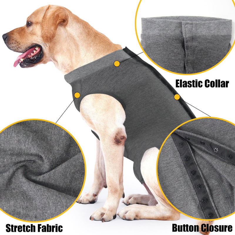 Dotoner Hospital Suit for Dogs and Cats, Wound Protection for Puppy, Medical Clothing, Post Surgery, Replacement Collar and Cone (XXL, Grey) XXL - BeesActive Australia