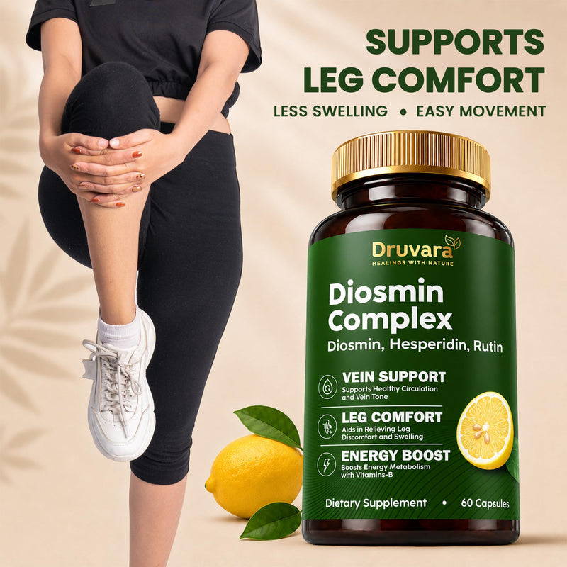 Diosmin Hesperidin with Rutin & B Vitamins | Vein Support Supplement for Leg Comfort, Healthy Circulation, Vein Strength & Improved Mobility - 60 Capsules