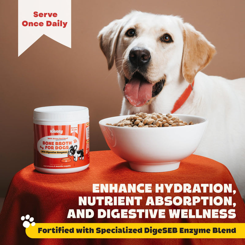 Digestive Enzymes for Dogs (Powder) with Tasty Bone Broth – Probiotic Supplement for Gut Health, Easy Digestion, Less Gas & Nutrient Absorption - 7 oz - 60 Days Supply by Kibbly - BeesActive Australia