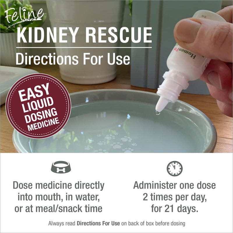 HomeoPet Feline Kidney Rescue, Safe and Natural Renal Supplement for Cats and Kittens, 15 Milliliters
