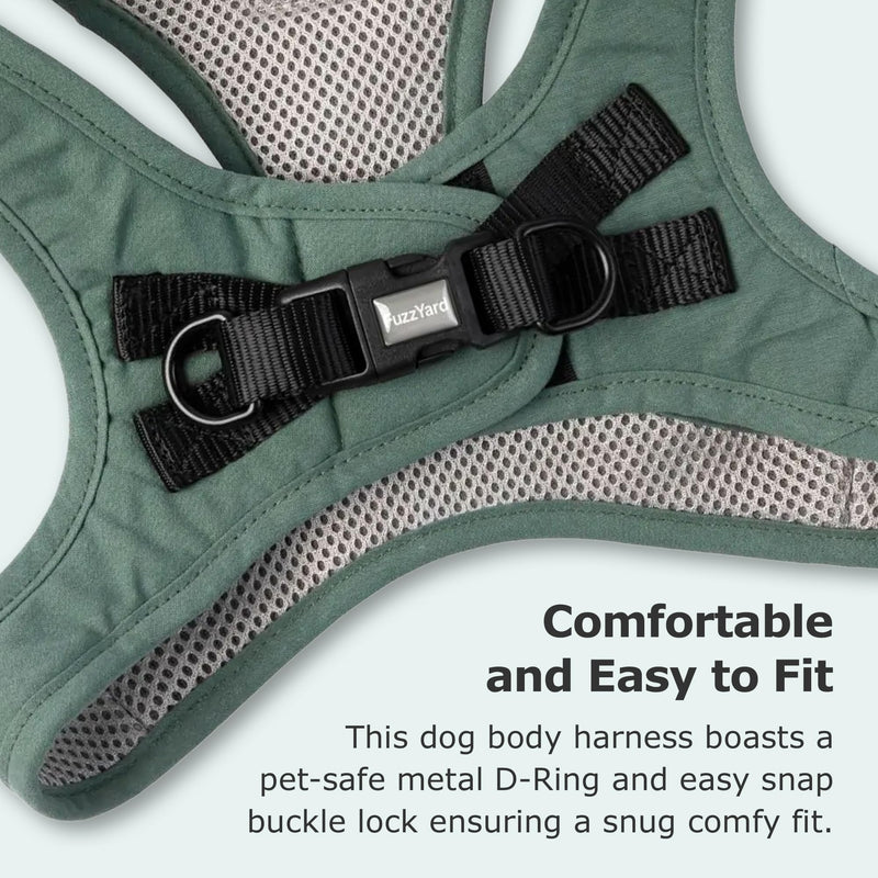 FuzzYard Life Step in Dog Harness | Size S | Stylish Premium Cotton Design in Myrtle Green Perfect for Everyday Walks Small - BeesActive Australia