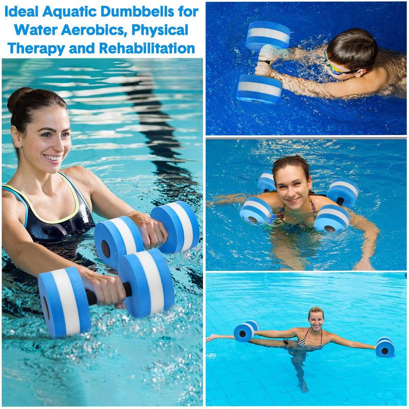 5 Pcs Pool Aquatic Exercise Set Including 2 Lightweight Water Dumbbells, 2 Ankle Swimming Weights, and Swim Belt Water Exercise Equipment for Aquatic Aerobics Blue - BeesActive Australia