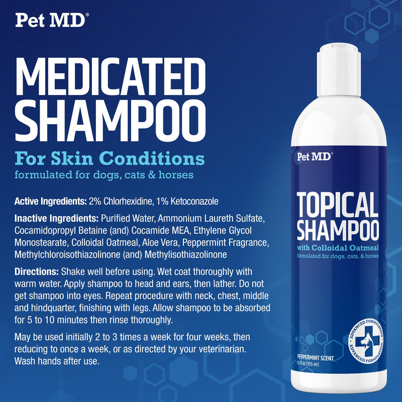 Pet MD TopicalShampoo for Dogs, Cats, & Horses- 12 oz - PawsPlanet Australia