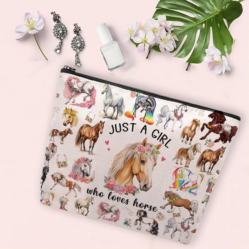 Horses Gifts for Women Horse Makeup Bag Horses Lover Cowgirl Equestrian Travel Bag Cosmetic Pouch Horses Cosmetic Bag Horseshoe Horse Stuff - BeesActive Australia