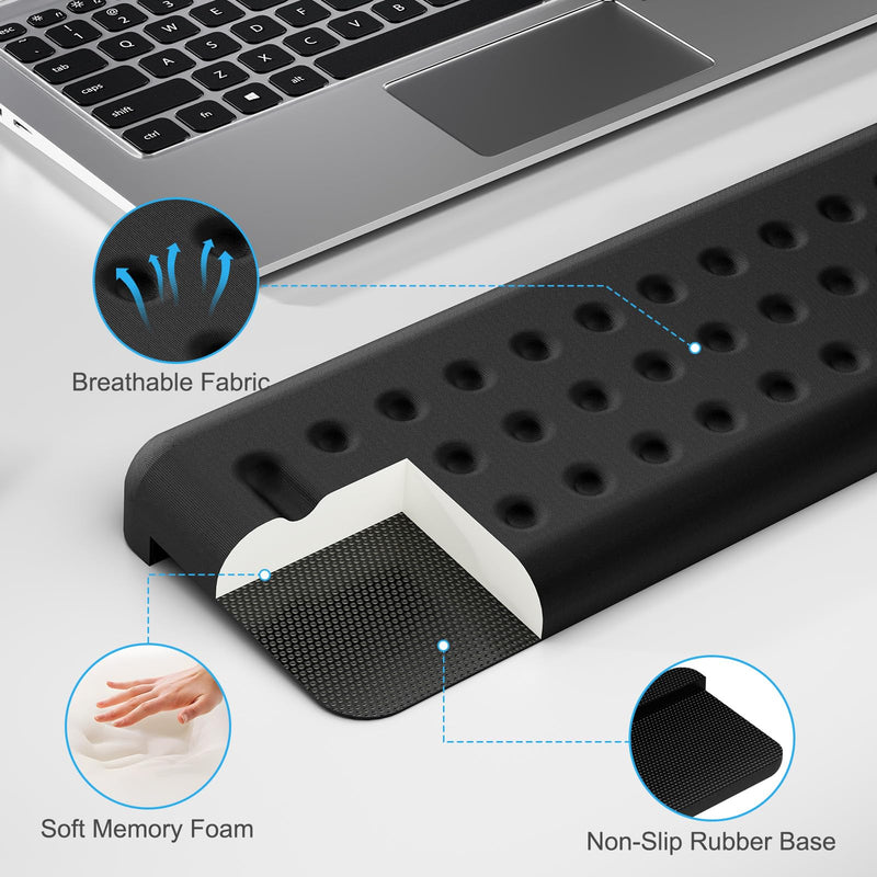 Leolee L-Shaped Desk Long Wrist Rest Elbow 60CM, Black Memory Foam Arm Rest for Desk with Non-Slip Base, Ergonomic Desk Edge Cushion, Wrist Support for Computer Keyboard, Typing, Office, Home Black-60cm-1pcs