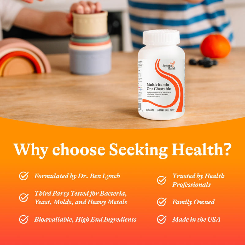 Seeking Health Optimal Multivitamin Chewable - Immune Support Supplement with L-5-MTHF, Vitamin B12 & Vitamin D3 - Multivitamin with Antioxidant Ingredients for Energy Production Support - 30 Tablets