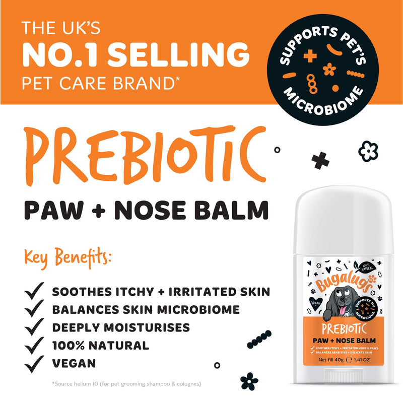 Bugalugs Prebiotic Dog nose balm, Natural lick safe Paw balm for dogs contains Pumpkin Powder for itchy skin and supports your dogs Microbiome (Prebiotic Paw & Nose Balm) Prebiotic Paw & Nose Balm