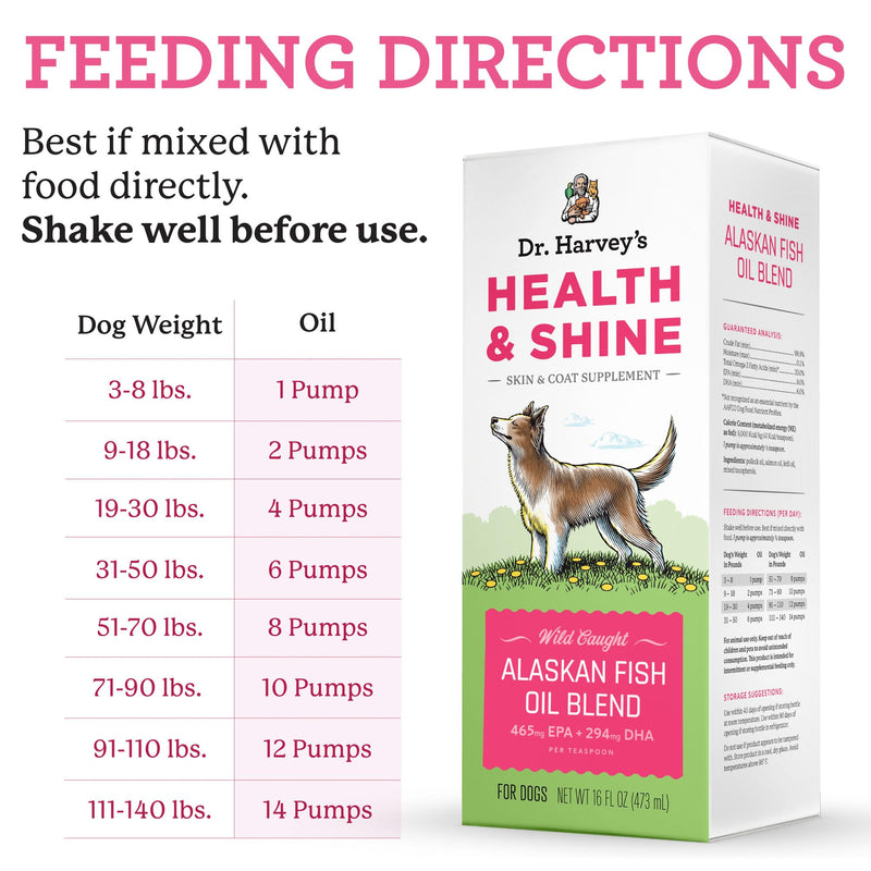 Dr. Harvey's Health & Shine Alaskan Fish Oil Blend for Dogs - Supports Healthy Heart, Brain, and Eyes (16 fl. oz.) - BeesActive Australia