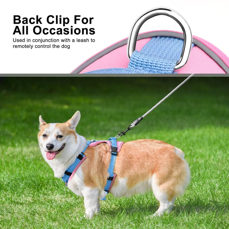 Beirui No Pull Dog Harness, No Choke Front Clip Dog Harness Medium Sized Dog, Adjustable Soft Padded Dog Vest harness with Easy Control Handle and Reflective Strips for Large Dog Easy Walking(Pink,M) M:Chest 17-26", Neck 14-23" Pink - BeesActive Australia
