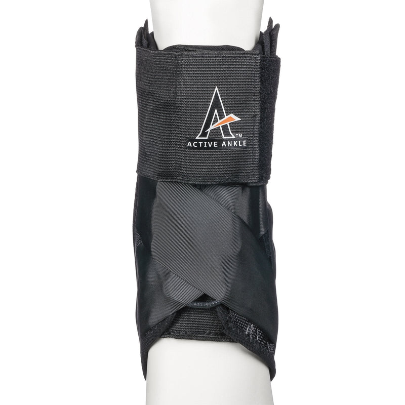 Active Ankle AS1 Pro Lace Up Ankle Brace, Ankle Support with Laces for Men & Women, Protection & Sprain Support for Volleyball, Rugby, Basketball, Low Profile, Black, Small