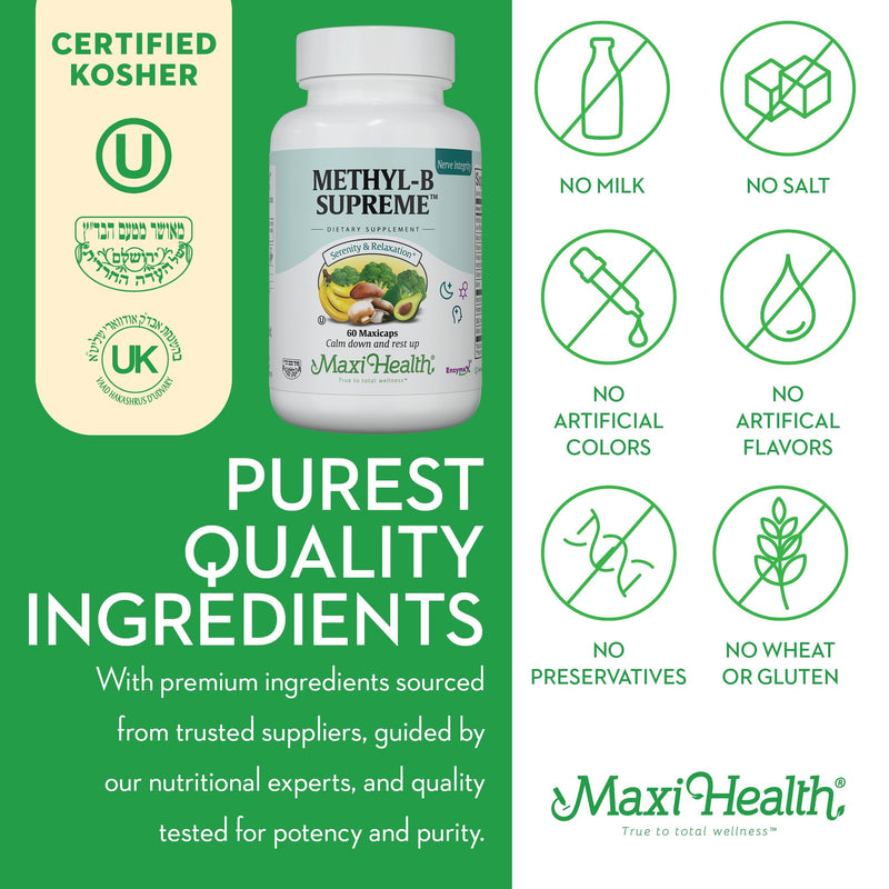 Stress B Complex Vitamins – Methyl-B Supreme with Methylated B12, B6, Folate & Biotin – Calm, Energy & Relaxation Support – Kosher Vegan 60 Capsules | Kosher | B12, Biotin & Folate | B Complex for Energy, Calm & Mental Clarity | Vegetarian · Non-GMO | ...