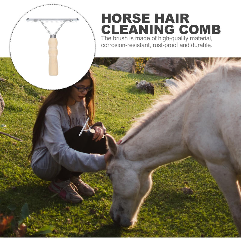 Horse Nail Rake Comb - Horse Hair Brush for Leather Mini Comb Leather Cleaning Brush Mane Comb Wood Handle Grooming Rake Horse Tail Horse Grooming Tool Practical Horse Hair Comb - BeesActive Australia