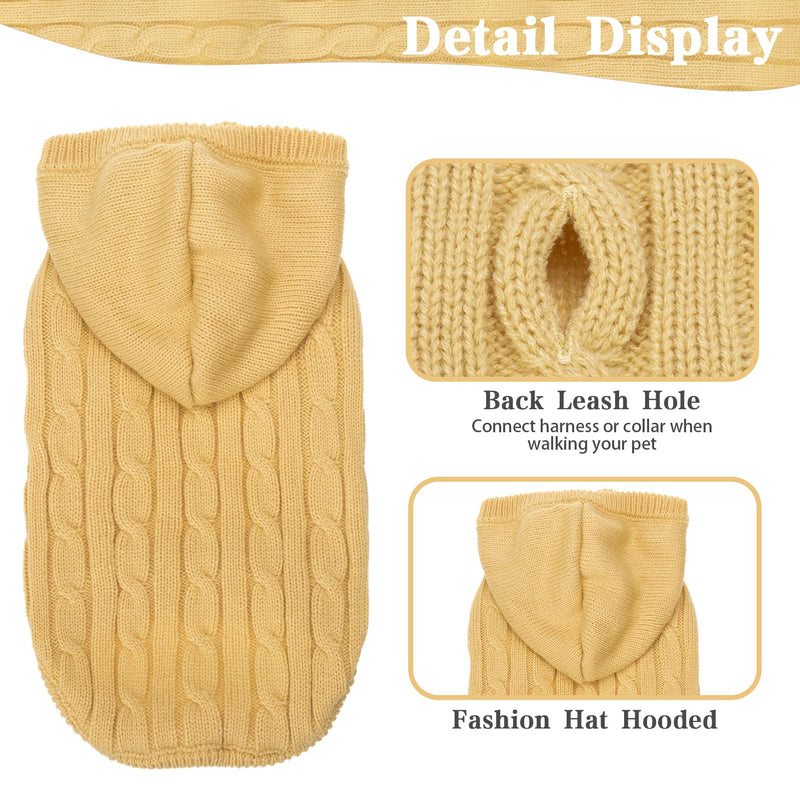 PUPTECK Winter Dog Cat Sweater Coat - Soft Cold Weather Clothes Knitwear for Kitties & Small Dogs Indoor Outdoor Walking Warm, Knitted Classic for Doggies Kitties Girls Boys, Cream M M: Chest 13.8in, Back 14in - BeesActive Australia