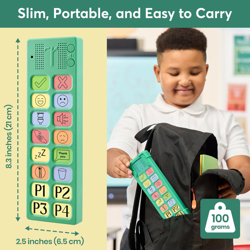 AAC Device for Autism - AAC Communication Device for Nonverbal Kids and Adults - 4 Programmable and 12 Pre Set Iconic Buttons with Adjustable Volume - Used in Classrooms for Speech Therapy Talkaroo Aid