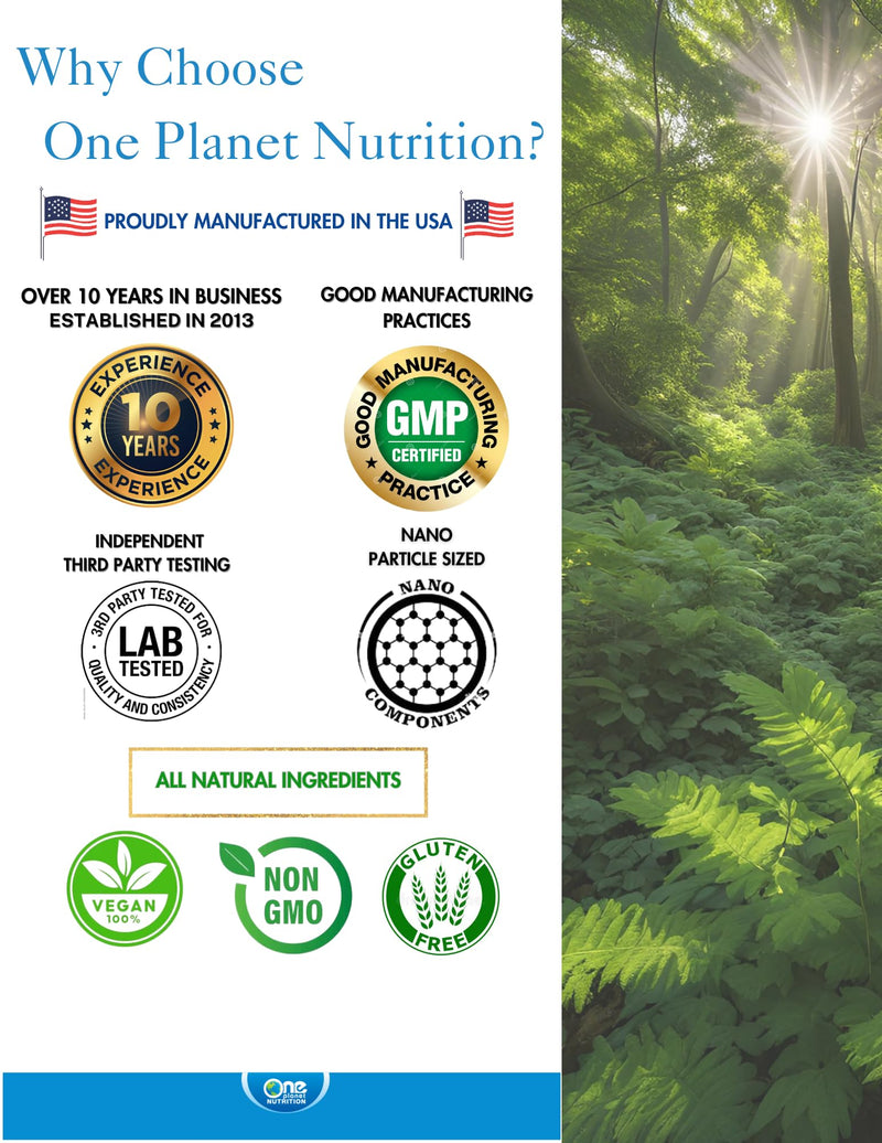 One Planet Nutrition Nano Vitamin C 250 mg Capsules (120 Count) - Nano Particle Size Ascorbic Acid from Lime Extract for Max Absorption - Supports Immune Health & Collagen Production - Non GMO, Vegan