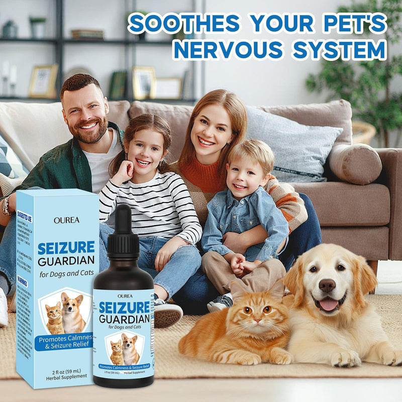 Yakucho Seizure Guardian for Dogs and Cats, Nervous System Support for Dogs and Cats, Supports Relaxation & Calm Behavior, Natural Herbal Formula, Easy to Use – 59 mL