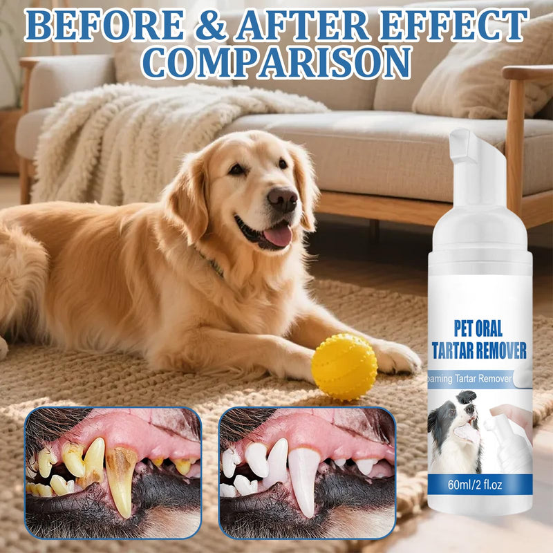 2 Pcs Pet Oral Tartar Remover Spray, No-Brush Oral Care Spray for Dogs & Cats, Pet Tartar Removal Foam, Easy Teeth Cleaning & Fresh Breath, 2 * 60ml