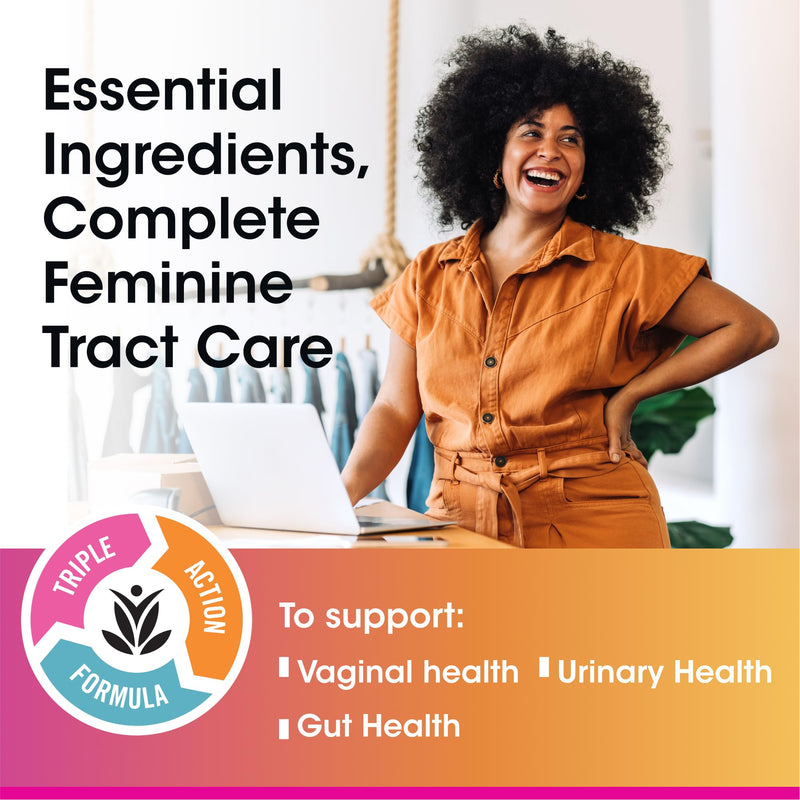 vH essentials Probiotics with Prebiotics,60 Capsules (3 Pack) | Cranberry & Vitamin C, Vaginal Probiotics Support Gut Balance, Vaginal Health & Urinary Tract Health for Women