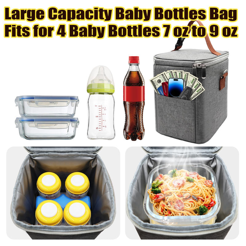 Breast Milk Cooler Bag with Ice Pack - Insulated Bottle Bag Bottle Cooler Bag Fits 4 Bottles Up to 9 Ounce - BeesActive Australia