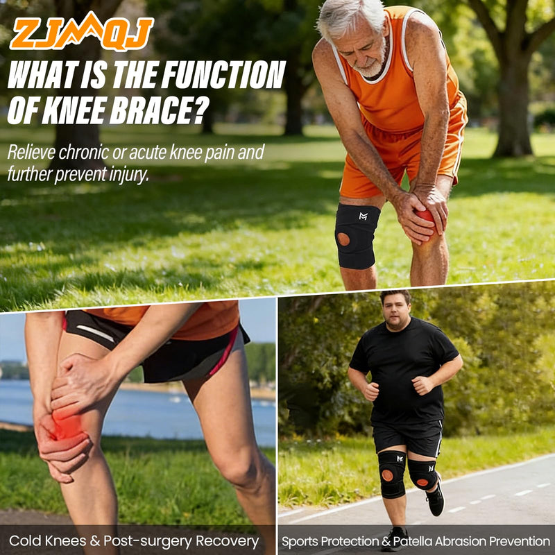 Knee Braces for Knee Pain Relief, Adjustable Knee Brace for Women & Men, Meniscus Tear Support with Dual Side Stabilizers, Knee Compression Sleeve, Wraparound Anti-Pilling Design (Fits 16-20")
