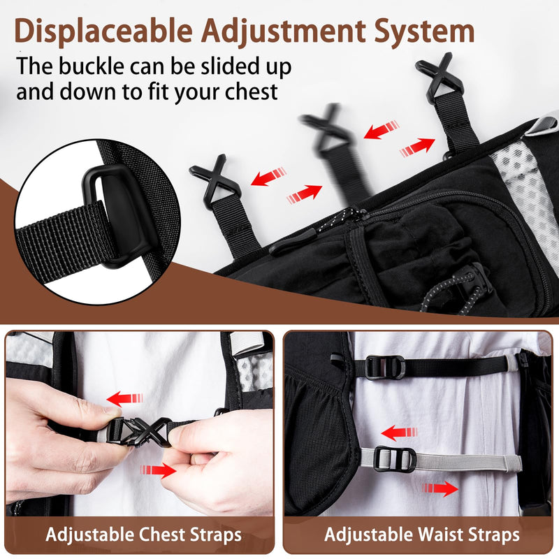 Running Hydration Vest for Women Men - Waterproof Running Water Backpack Hydration Pack with 12 Pockets, Lightweight Water Vest for Hiking Trail Cycling Marathon Race Black-Only Vest Medium - BeesActive Australia